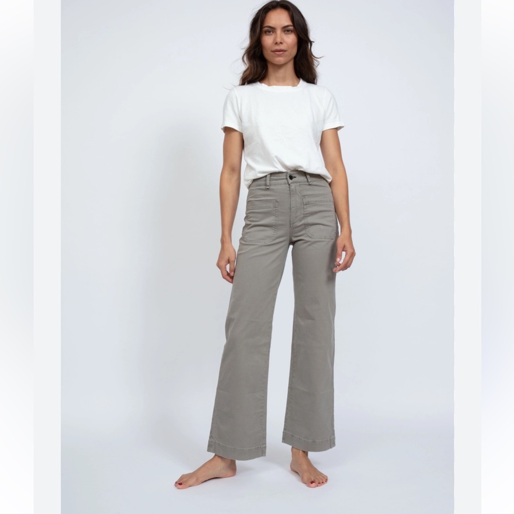 ASKK NY Sailor Twill High Rise Straight Leg Pant in Viper Grey Sz 27